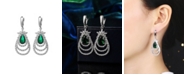 A&M Silver-Tone Emerald Accent Layered Earrings